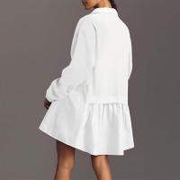 Vestido Mini De Estilo Perezoso Y Cómodo Con Botones Manga Larga Cuello En V Patchwork Casual Para Mujer Vestido Largo - details 23