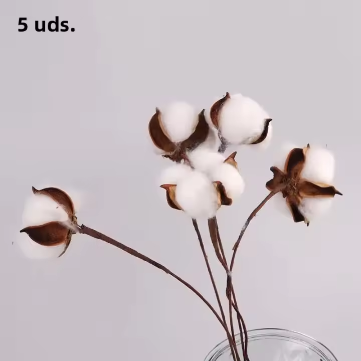 Rama De Flores Secas Blancas Artificial Para Decoración De Bodas Y Fiestas Eucalipto Y Algodón Decoración De Hogar Sin Químicos - 1