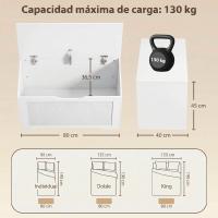 HOMCOM Baúl de Almacenaje 108L, Banco de Almacenaje con Panel de Ratán, Tapa Elevable, Brazos de Soporte, Diseño Sin Tiradores, para Recibidor, Pasillo, Dormitorio, Salón, 80x40x45 cm - details 4