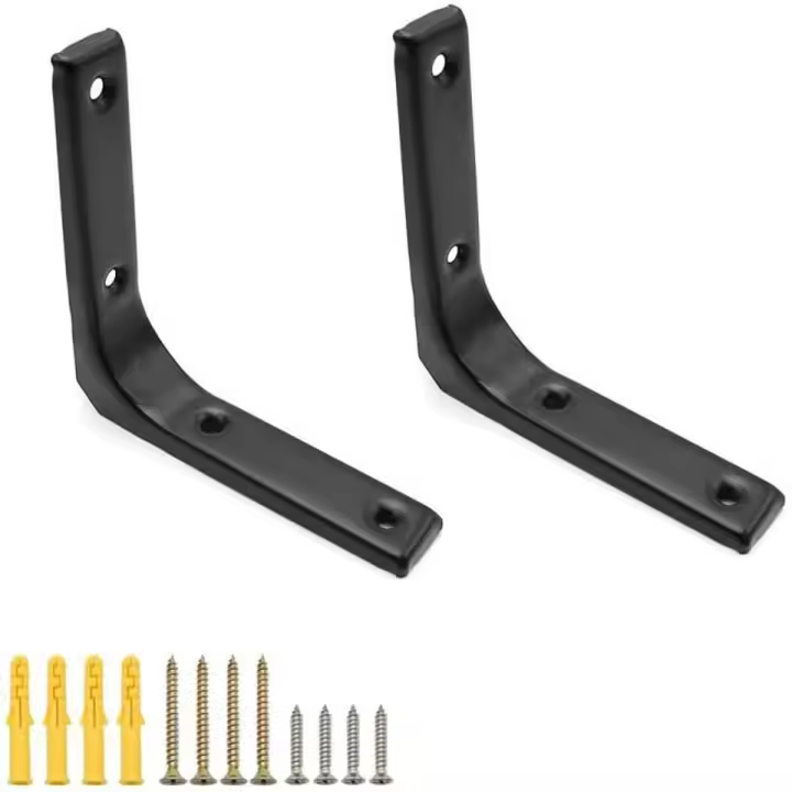 Soportes de soporte en ángulo, 2 piezas Soporte de estante negro L Soporte de ángulo recto, negro - 1