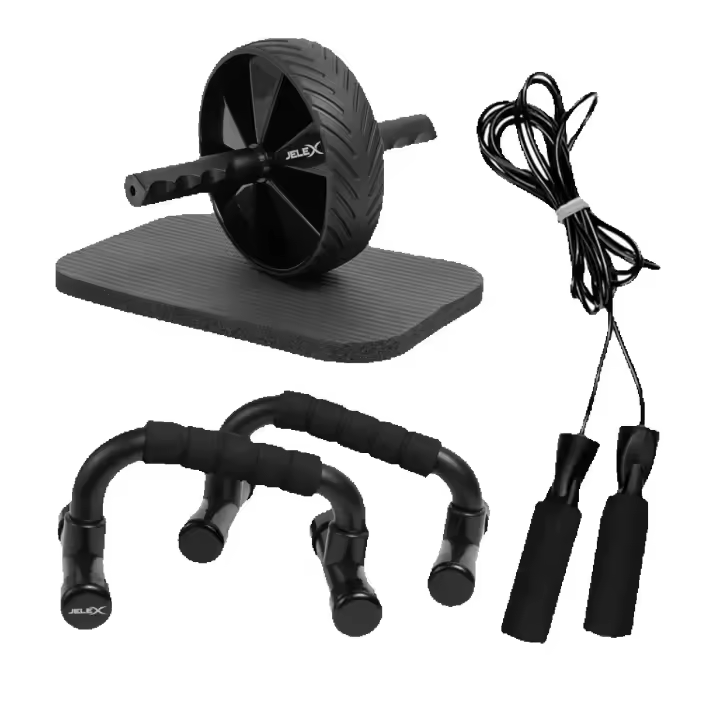 ORION91 Set 3 piezas Fitness Flexiones Cuerda y Rueda Entrenamiento Abdominales Musculación  - SpazioLuzio - 1