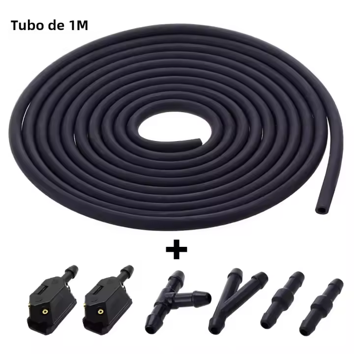 Juego De 7 Piezas De Braza De Limpiaparabrisas Y Rojellador Ajustable En 4 Direcciones Con Válvula De Chequeo Tubo De Manguera 2m Pie T Recto - 1
