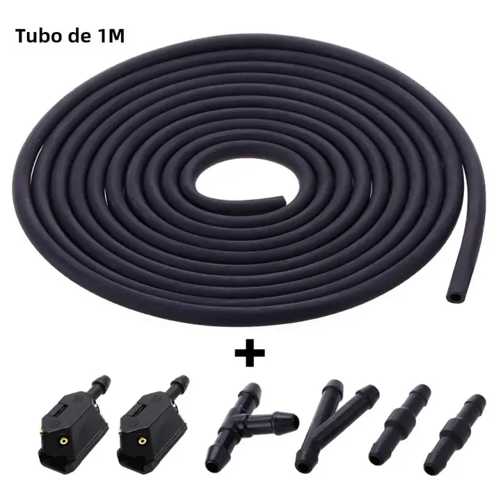 Juego De 7 Piezas De Braza De Limpiaparabrisas Y Rojellador Ajustable En 4 Direcciones Con Válvula De Chequeo Tubo De Manguera 2m Pie T Recto - 1