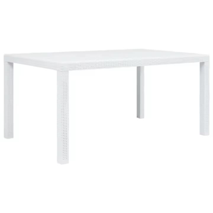 Mesa de Jardín plástico aspecto de trinquete Blanco 150x90x72 cm - 1