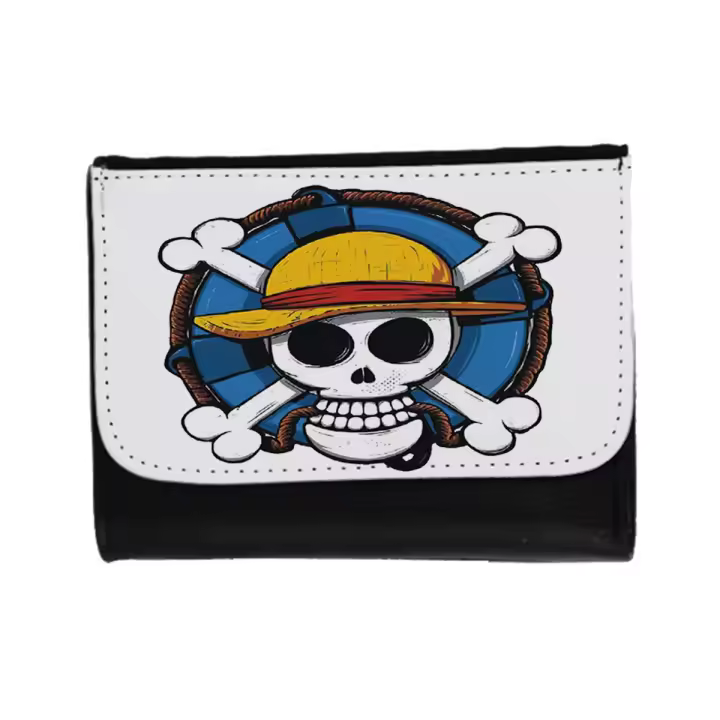 MERCHANDMANIA BILLETERA BILLETERO One piece logo calavera barco pirata luffy unisex negro monedero - 1