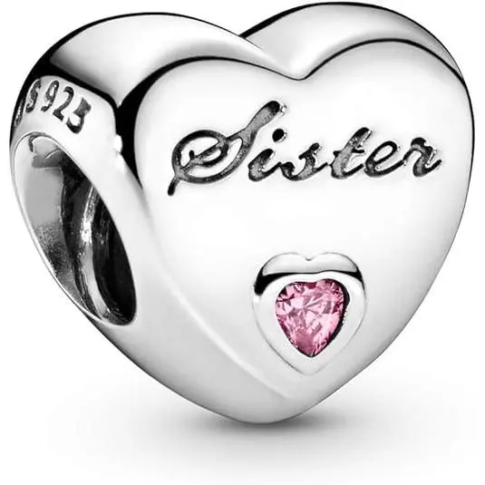 Charm Pandora "Amor de Hermanas" - Momentos Compatibles - Joyería para Mujer - Charm de Pulsera de Plata de Ley con Circonita Cúbica，Incluye Caja Original - 1