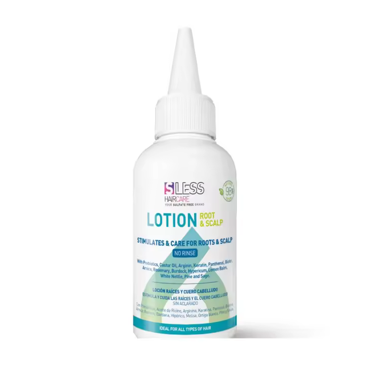 Loción Estimula y Cuida las Raíces y el Cuero Cabelludo sin Sulfatos 125ml  Revitalizante Capilar Sin Aclarado, Crecimiento Saludable del cabello  98% Ingredientes Naturales, Prebióticos, Pantenol, keratina  Sless Haircare - 1