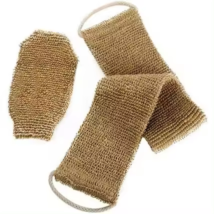Frotador de espalda de cáñamo exfoliante Natural, Cuchillo Corporal para baño y Ducha with Mango, duradero, lavable a Máquina, Knob free - 1