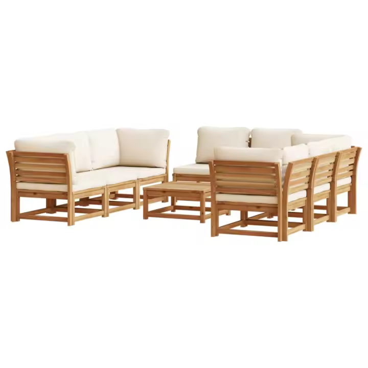 Juego de muebles Jardín 9 pzas con bolsillos Madera maciza Acacia - 1
