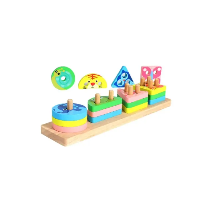 Nenitus Juguete Montessori 1 2 3 años, Juguetes apilables clasificación de Bloques de Madera Montessori, Juguete Educativo, Regalo niños pequeños y bebés. - 1