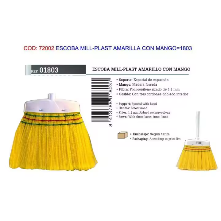 Escoba mill-plast amarilla con mango 1803 - 1
