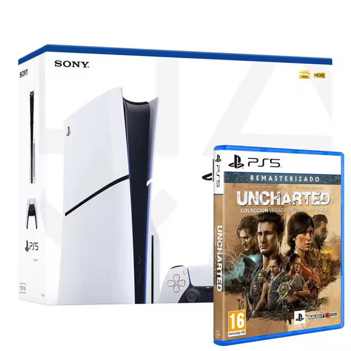 CONSOLA PS5 SLIM BLANCA + DUALSENSE + UNCHARTED COLLECTION PS5 - Versión España - SONY Consola Playstation 5 Slim (INCLUYE JUEGO UNCHARTED COLLECTION EN FORMATO FÍSICO) - 1