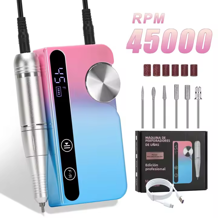 Kit De Máquina De Uñas Profesional DianaBeauty 45000RPM Recargable Portátil Para Manicura Uñas De Acrílico Y Gel - 1