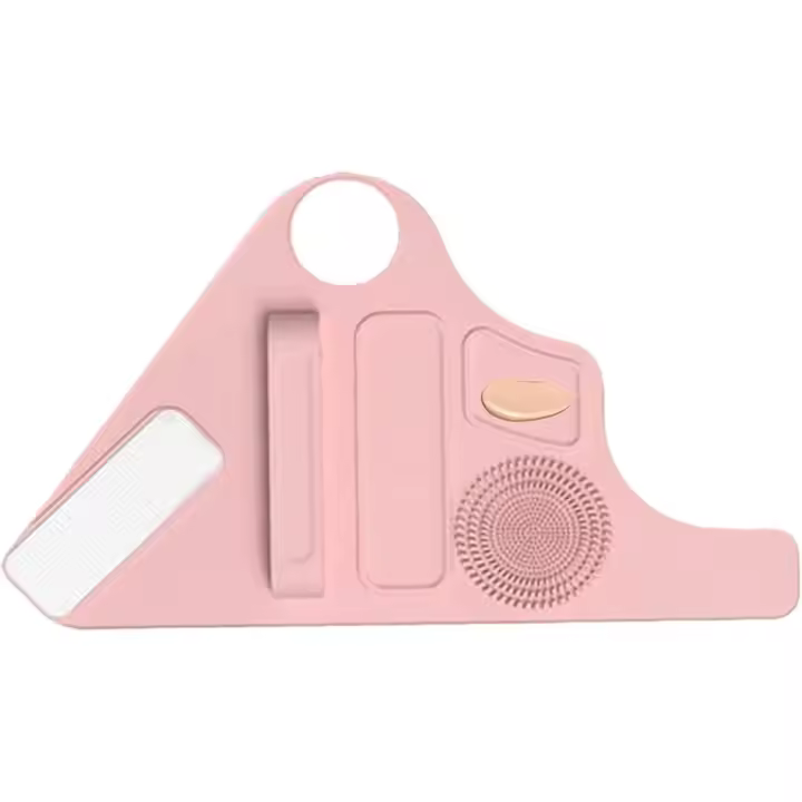 Paleta de mezcla de maquillaje de silicona con correa para la muñeca y compartimento para guardar brochas de maquillaje, paleta portátil y organizador de pinzas para el cabello. - 1