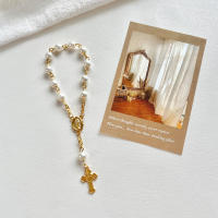 Pulsera De Perla De Vidrio Para Bebé 6/8mm Rosario Mini Cruz Cadena De Dedo Religiosa Regalo Eucarístico Unisex Clásica - details 10
