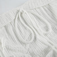 Vestido Blanco Elegante De Manga Larga Con Cuello Abierto Estilo Coreano Y Japonés Para Mujer Con Ajuste En La Cintura Y Detalles De Encaje - details 2