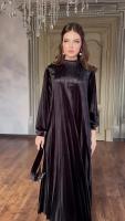 Vestido De Noche De Lujo 2024 Para Mujeres Elegantes Diseñador Invierno Velours Vestidos Con Cinturón Para Damas Del Medio Oriente A-Line Cuello En V Manga Regular Largo Hasta La Rodilla - details 6