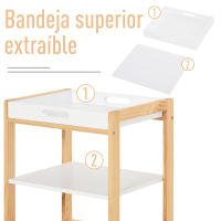 HOMCOM Carrito de Cocina Carrito de Servicio Doméstico de 4 Niveles con Una Bandeja Extraíble Estante Ruedas Universales 40x30x76 cm Blanco Madera - details 5