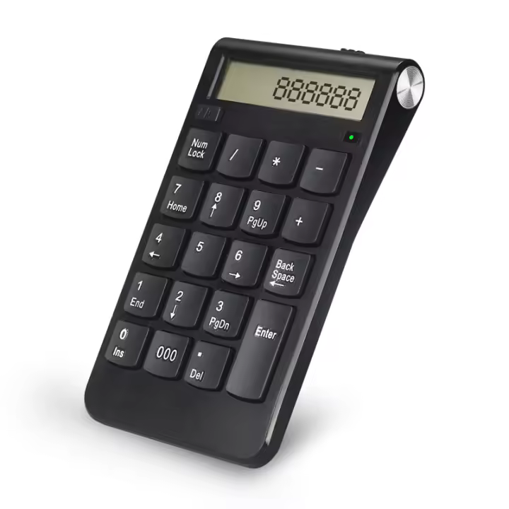 Teclado numérico con pantalla de modo dual, teclado numérico inalámbrico, computadora, con 19 teclas, 2.4G, pantalla LCD, teclado numérico USB portátil, receptor USB para computadora portátil, PC, escritorio, para entrada de datos de contabilidad financie - 1