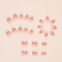 30pcs Uñas Postizas Full Cover Gradient Francés Cortas Almendro Fake Uñas Detenables Presión En Tiempos De Fiesta - details 3