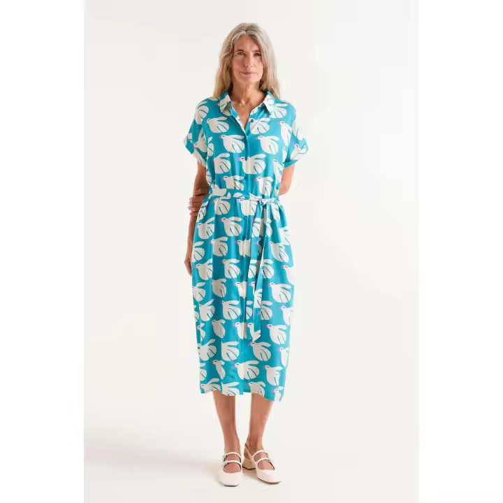 Compañia Fantastica Vestido Midi Estampado Palomas - 1