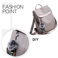 Mochila Impermeable Para Mujer Estilo De Moda Oxford Con Borla Y Pelota De Pelo Gran Capacidad Para Viajes Y Escuela - details 16