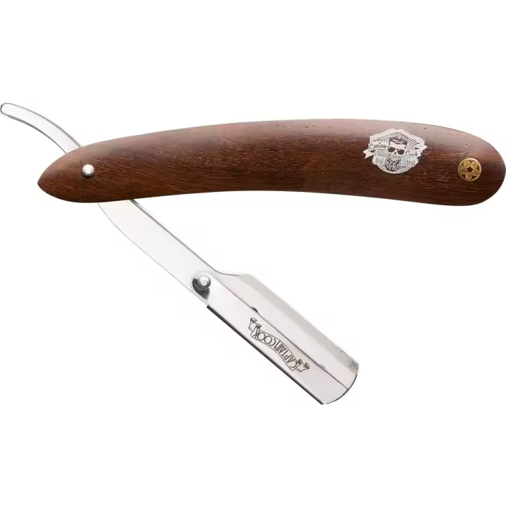 NAVAJA AFEITAR MANGO MADERA : Color - Marrón (marca: Barber Line) - 1