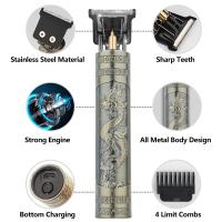 Cortador De Pelo Profesional Para Hombres Trimmer De Barba Máquina De Corte De Pelo Barbero Vintage T9 Con Mango De ABS - details 9