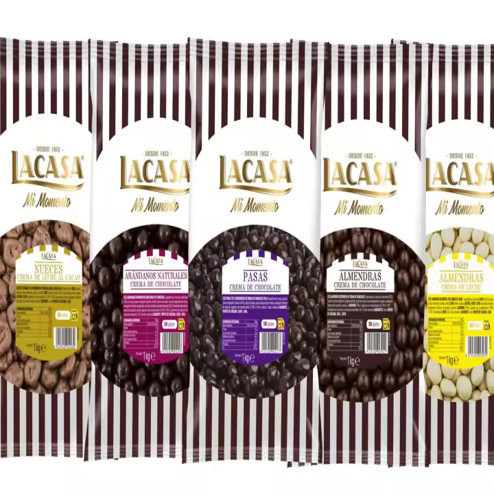 Lacasa pack 5kg deliciosas bolas de frutos secos con chocolate: Pasas de Corinto Negro,Almendra Negro,Almendra Blanco,Arándanos Negro,Nuez Leche - 1