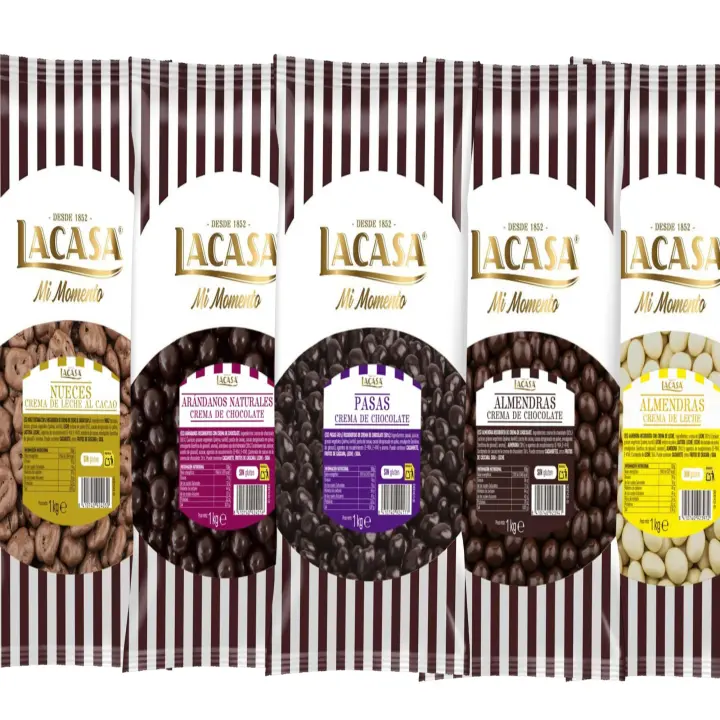 Lacasa pack 5kg deliciosas bolas de frutos secos con chocolate: Pasas de Corinto Negro,Almendra Negro,Almendra Blanco,Arándanos Negro,Nuez Leche - 1
