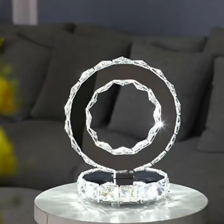 SOMY Lámpara de mesa de cristal LED, elegante lámpara de noche decorativa, lámpara de luz nocturna ideal para dormitorio, sala de estar, lámpara de banco de trabajo de luz blanca fría de 20 W - 1