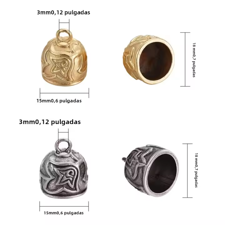 16Pcs Tapas De Cuerda Metálica En 2 Colores Estilo Tibetano Con Anillo Para Joyería DIY Tules Dorados Y Platinados - 1