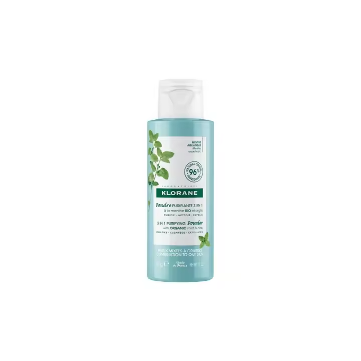 Klorane Polvo Purificante Menta 3 en 1 Limpia, exfolia y purifica. - 1