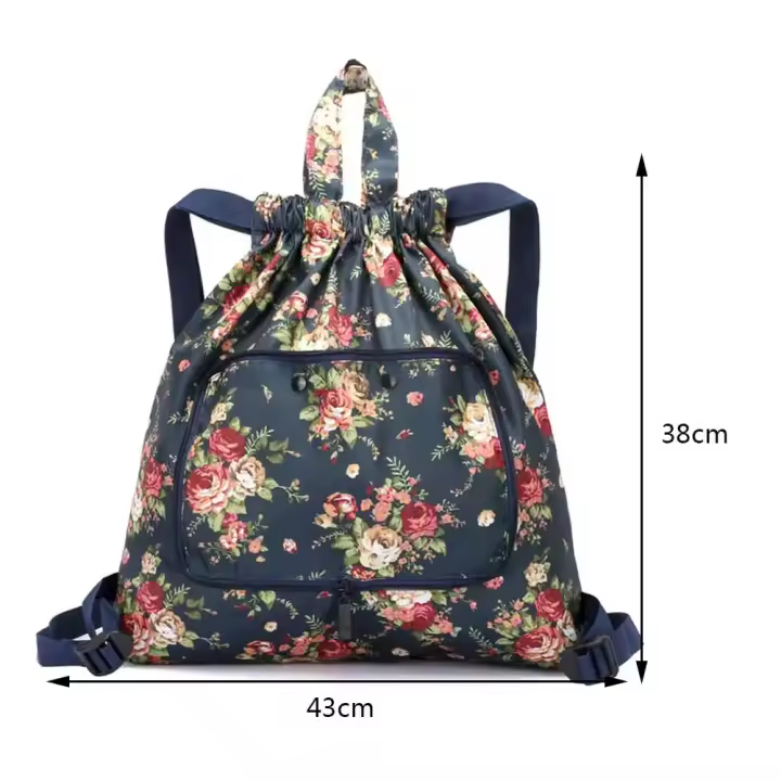 Mochila Plegable Para Mujer Impermeable Y Antirrobo De Gran Capacidad Ultraligera Bolsa De Compras Con Cordón Estilo Deportivo Y Yoga - 1