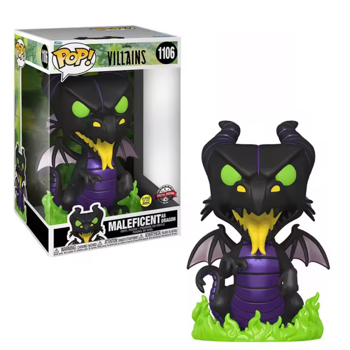 FUNKO POP! VILLANOS DISNEY - MALÉFICA DRAGÓN (BRILLA EN LA OSCURIDAD) EXCLUSIVO 25 CM, 58172, Nº1106, TIENDA CON LICENCIA OFICIAL - 1