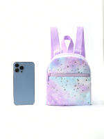 Mochila para mujer, mini mochila ajustable de felpa suave con estampado de estrellas y lunas. - details 3