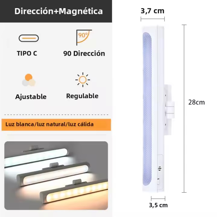 Lámpara De Mesa Magnética Colgante LED Recargable Por USB Luz Nocturna Sin Modo De Dimmer Para Armario Armario Y Gabinete - 1