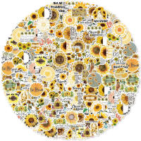 50pcs Pegatinas De PVC Impermeables Para Maleta Y Decoración De Cuaderno Taza Guitarra Clásica Con Diseño De Lenguaje De Girasol Tienda De Moto - details 0