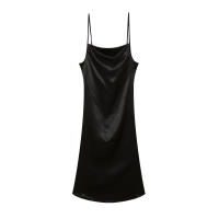Vestido De Seda Con Sección Cruzada De Color Sólido Para Mujer Vestido De Caudal Con Punta De Sirena De Verano Ajustado Y Sexy - details 10