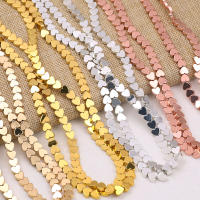 Bolas De Piedra Natural Hematita Corazón Platinadas Doradas 6MM Para Fabricación De Joyas Pulseras Collares DIY Gold Silver Plated Flat Heart-Shaped Hematite Natural Stone Spacer Loose Beads - details 3