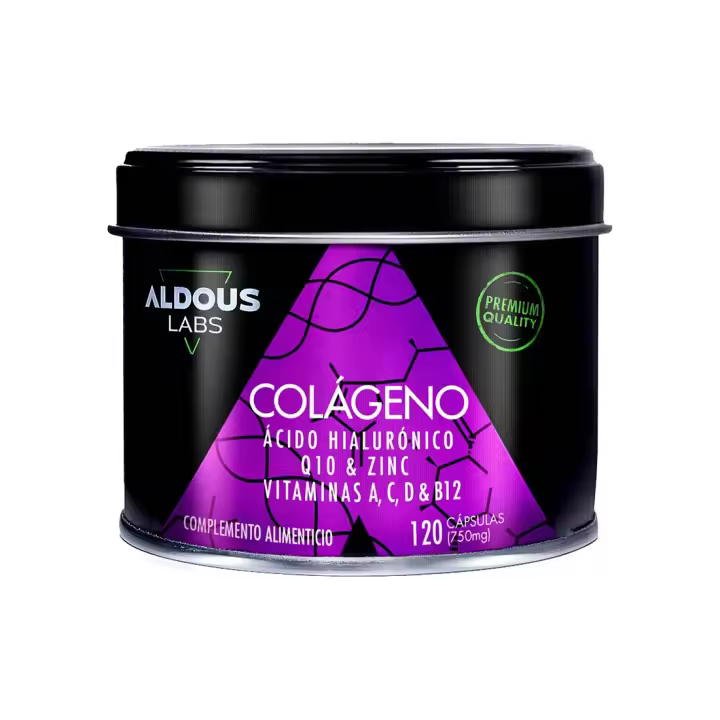 ALDOUS | 120 Cápsulas Colágeno con Ácido Hialurónico + Coenzima Q10 + Vitaminas A, C, D y B12 + Zinc | Energía y Articulaciones Fuertes | Colágeno Hidrolizado | 750mg | Fabricado en España - 1