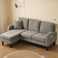 Sofá esquinero en forma de L con sillón reclinable - Sofá de Tres plazas, 166x118x77 cm, textil de Algodón y Lino transprable, pátas de plástico, Diseño modular, ideal para salones, apartamentos y oficinas. - details 1