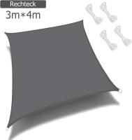 Vela de sombra rectangular, resistente y transpirable para jardín terraza camping piscina fiesta, Anti uv, con cuerda (3x4m, gris) - details 3