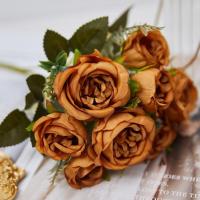 Bouquet Realista De Pétalos Multicapa Artificial Peonía Con Vínculos Verdes Hojas Verdes Flores Falsas Plantas Decoración Para El Hogar - details 1