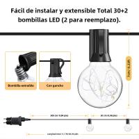 Luces Solares G40 Para Exterior Con 32 Bombillas Inalámbricas De 4.5v Shatterproof Lámpara Colgante Para Decoración De Fiesta En Jardín - details 1