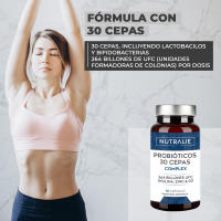 Probióticos y Prebióticos Intestinales [30 CEPAS PREMIUM] 264 Mil Millones de UFC Garantizados x Dosis  Mejora Defensas y Flora Intestinal  Biprotics 30 Cepas Complex  60 Cápsulas Nutralie - details 0
