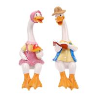 2Pcs Escultura De Pato Leemos Pareja Animales Adornos De Jardín Y Patio Decoración Interior Y Exterior Resina Regalo - details 0