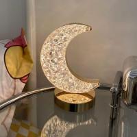 Crystal Moon Lámpara de mesa LED Control táctil Luz nocturna romántica decorativa Lámpara de noche de atmósfera - details 0