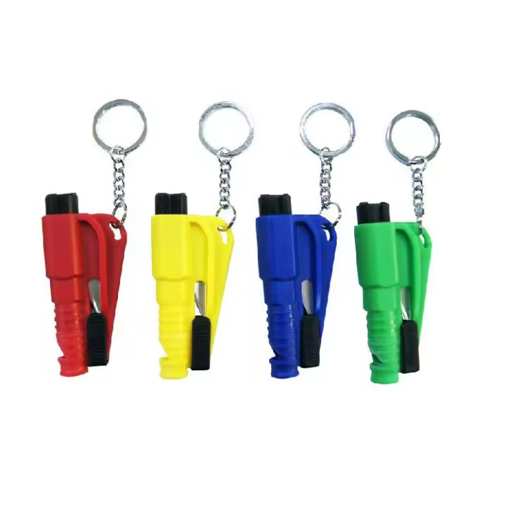 Llavero de seguridad, rompecristales, cortacinturones de seguridad, fácil y rápido de usar para coches 4 piezas - 1