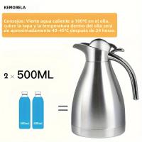 KEMORELA Termo De Acero Inoxidable 1.0L Para Agua Caliente Y Fría Hervidor De Agua Aislado Con Botón Para Mantener Caliente Café Té - details 3